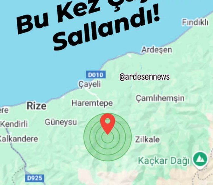 “Rize’nin Çayeli ilçesinde 2.3 büyüklügünde deprem meydana geldi”