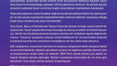 Haber:Gençağa Karafazlı DEM Parti’den Tunç Soyer açıklaması “Tunç Soyer’in tutuklanması
