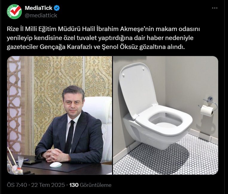 Rize İl Milli Eğitim Müdürü Akmeşe’nin makam odasını yenilemesine ilişkin