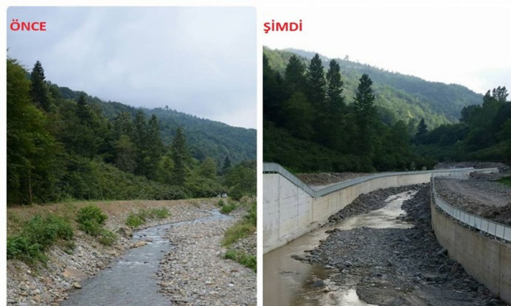 Rize’de Dere Taşkınları ve Beton Kanal Uygulamaları Tartışma Konusu Oldu.