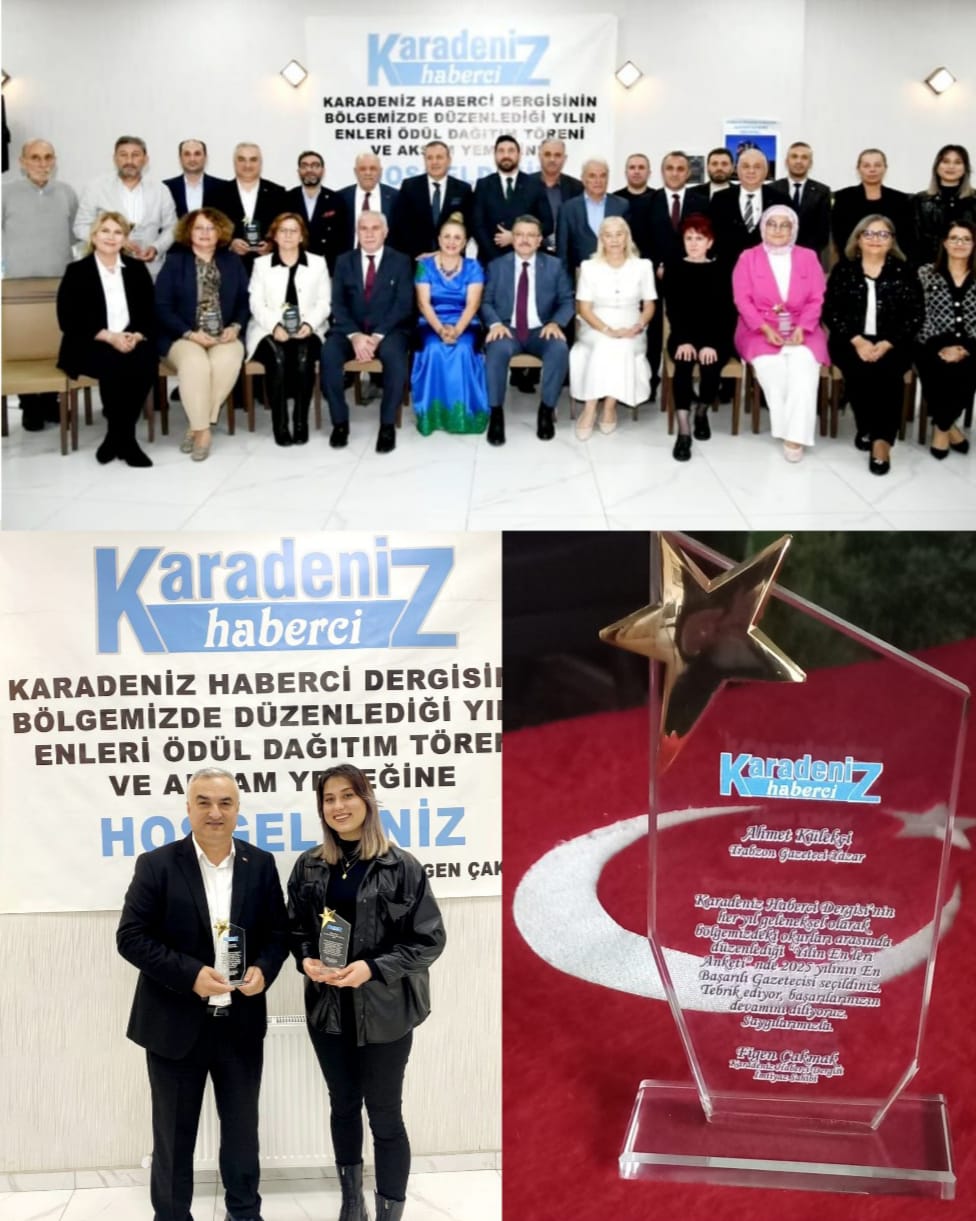 Gümüşhane’de düzenlenen törende 2025 yılının en başarılı gazetecisi ödülünü aldı