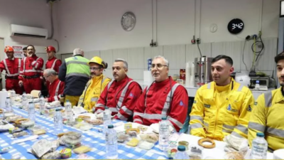 Bakan Işıkhan, Rize’de yerin 320 metre altında maden işçileriyle sahur