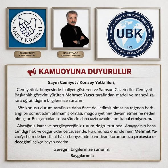“Gazeteciden Cemiyet Başkanı  Yazıcı’ya a Protesto: ‘Mağdur Edildim, Sessiz Kalanlar da