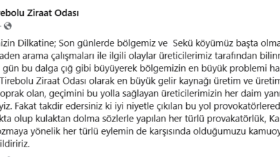 Trebolu Ziraat Odasından Bir Garip Maden Açıklaması “Üreticilerimizin Yanındayız ,provokatörlere