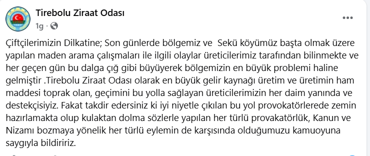 Trebolu Ziraat Odasından Bir Garip Maden Açıklaması “Üreticilerimizin Yanındayız ,provokatörlere